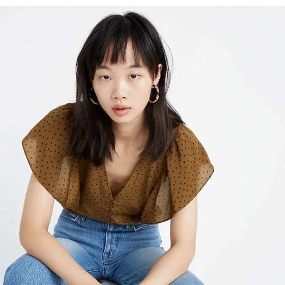 Madewell Brown Polka Dot Blouse - Picture 2 of 8
